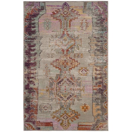 Safavieh 2 ft.-2 in. x 5 ft. Rectangle Crystal Power Loomed Rug; Light Grey & Purple CRS517P-25